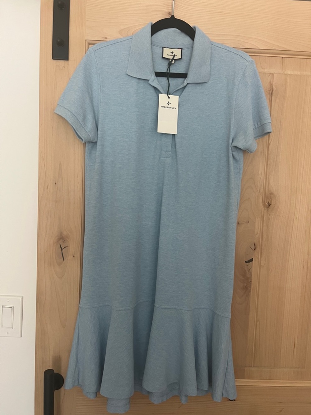 Tuckernuck Light Blue Polo Dress with Fluted Hem